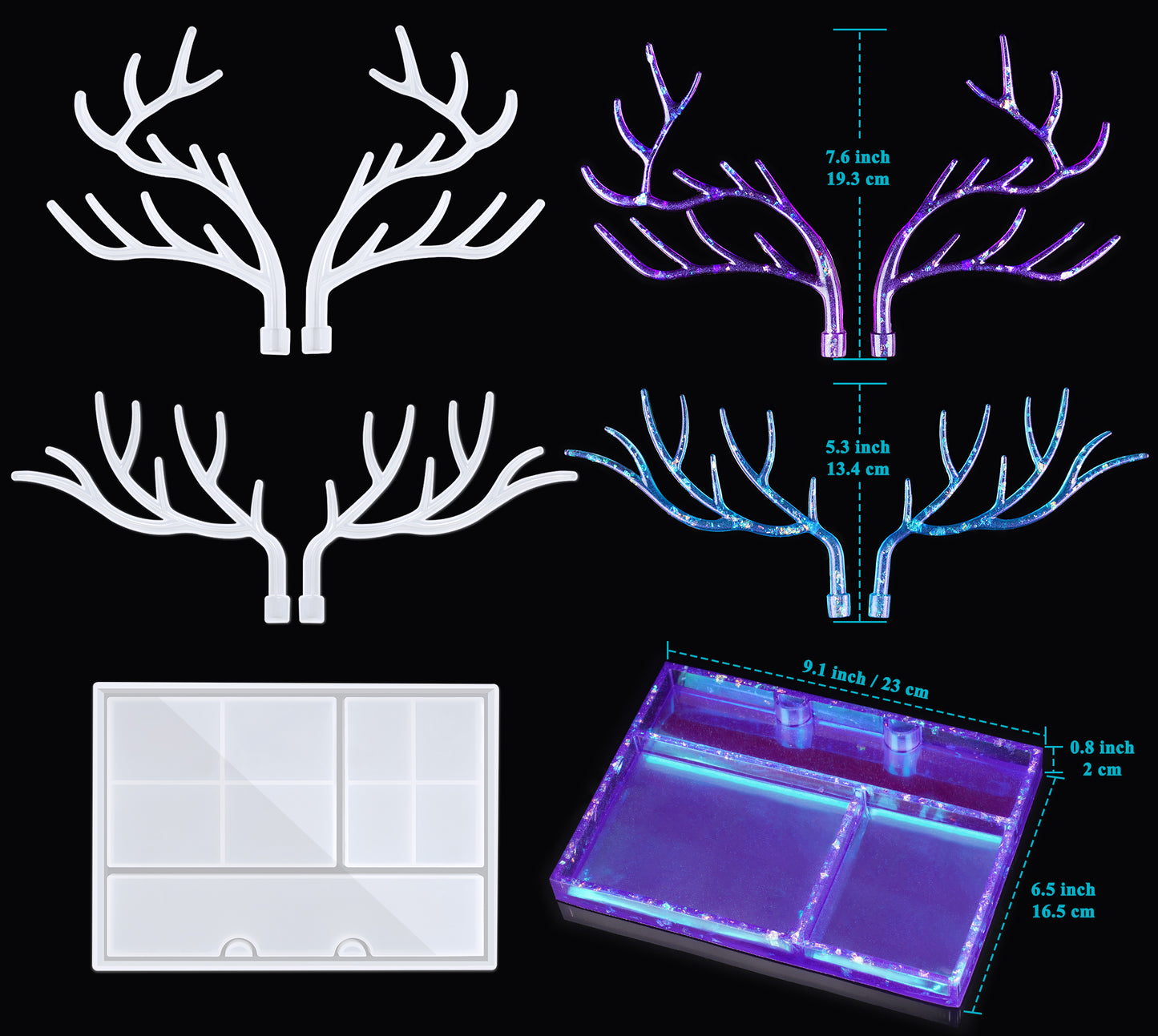 Epoxy Resin Silicone Casting Molds Soft Smooth DIY Art Craft 3PCS Deer Antler
