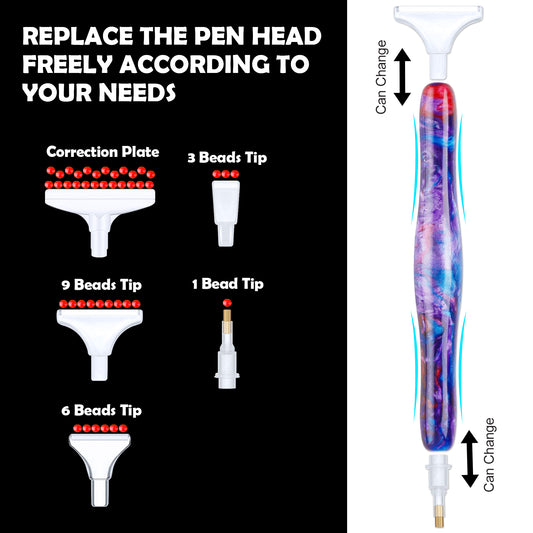 Diamond Painting Pen Kit, Handmade Resin 5D DIY Diamond Drill Pen with Multi I