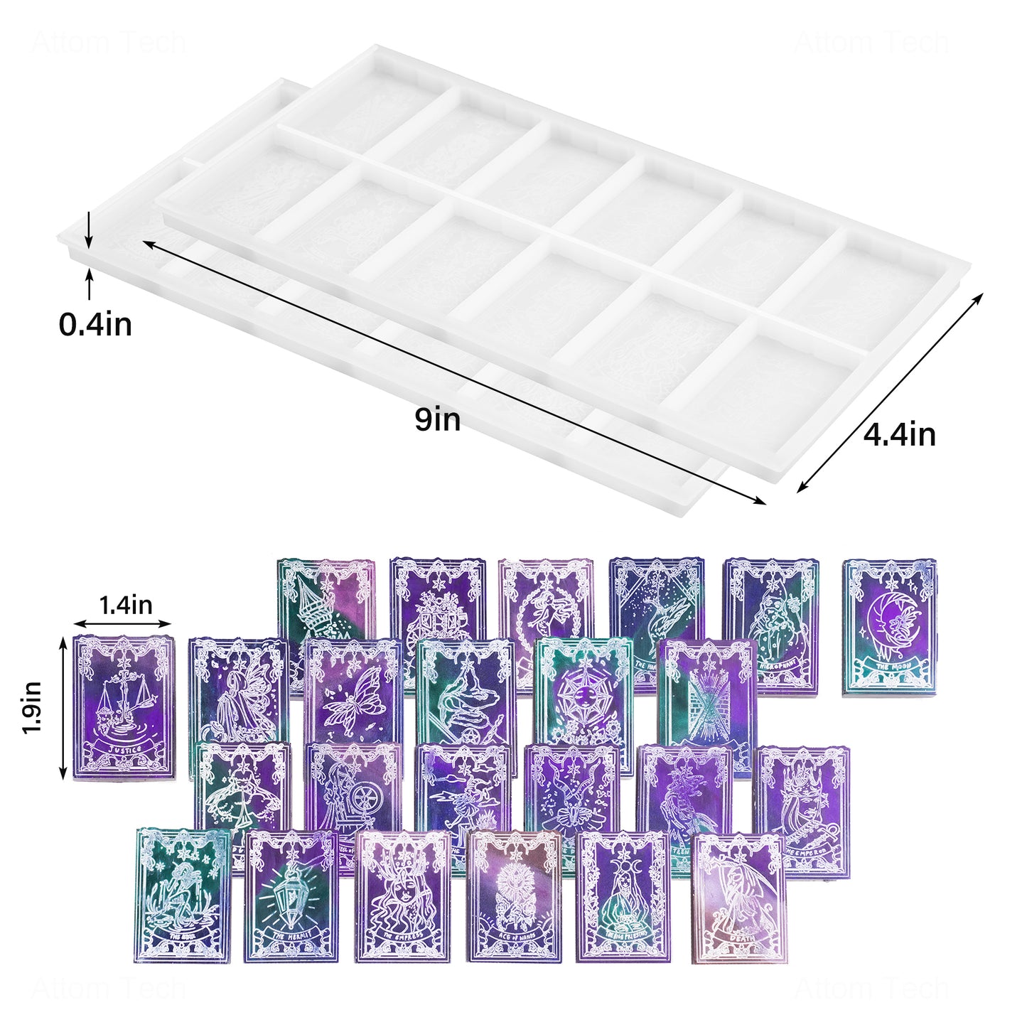 Tarot Card Epoxy Resin DIY Casting Silicone Mold Kit, 24 Cavities for Full Maj