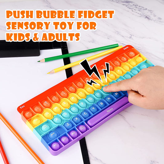 Silicone Keyboard Push Pop Fidget Sensory Toy Big Size Bubble 11"x4.3" Large
