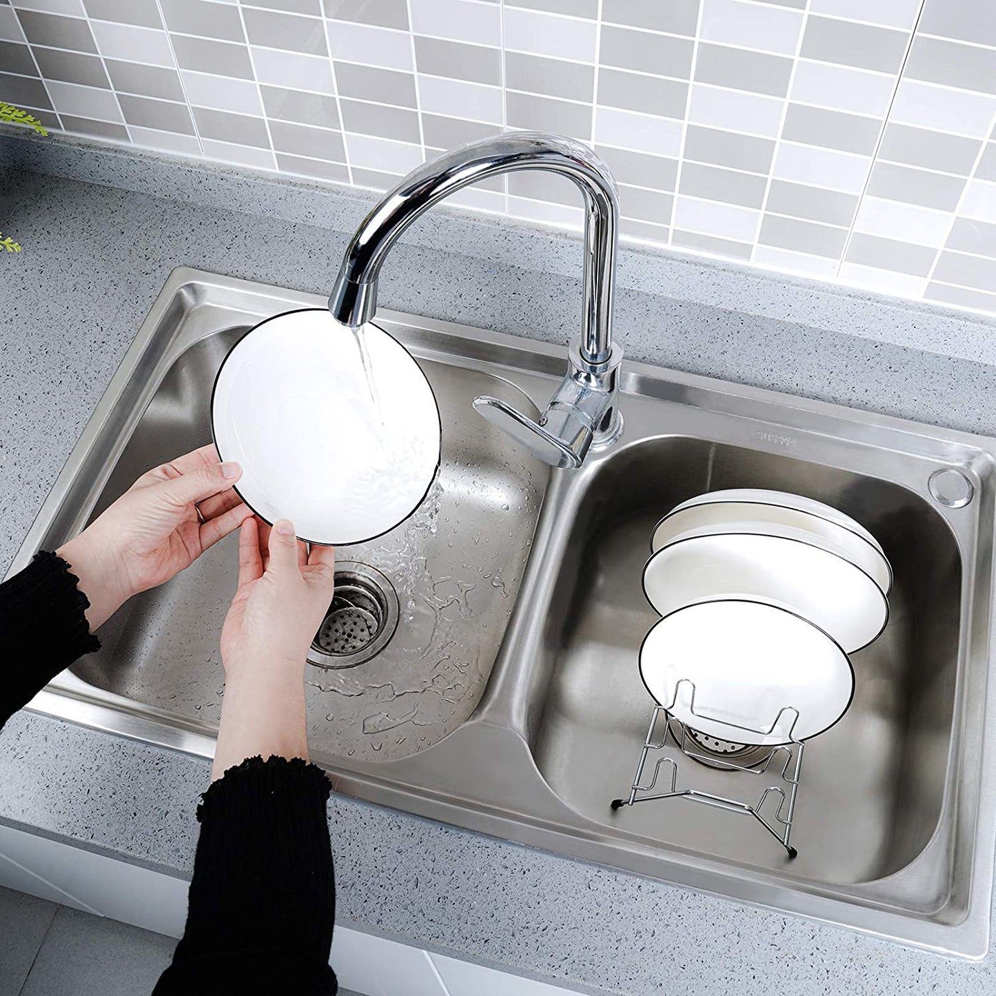 Stainless Steel Dish Rack Plate Stands 2x Multipurpose Kitchen Storage Rustproof