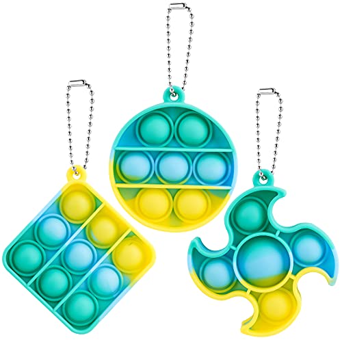 3PCS Mini Pop Keychains Push Bubble Fidget Sensory Toys Simple Stress Relief A