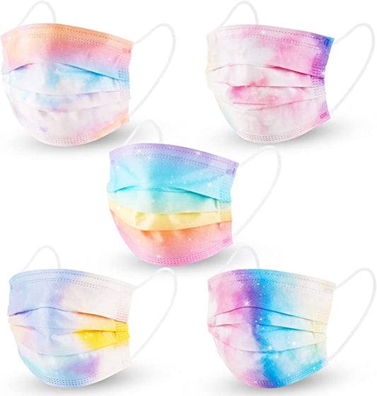 50PCS Kids Galaxy Prints Disposable Single Wrap Assorted Tie-Dye Gradient Colors