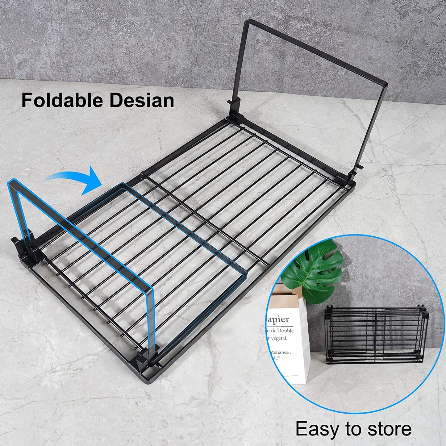 Stackable Kitchen Storage Shelf Rack 2-Tier Foldable Spice Rack Cabinet Organize