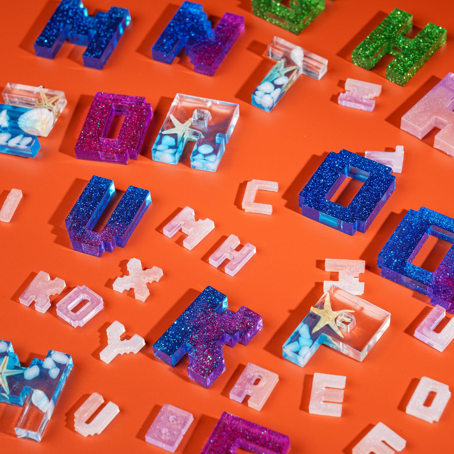 Epoxy Resin DIY Casting Soft Silicone Mold 2PCS Pixel Alphabet Letter 1.5" and