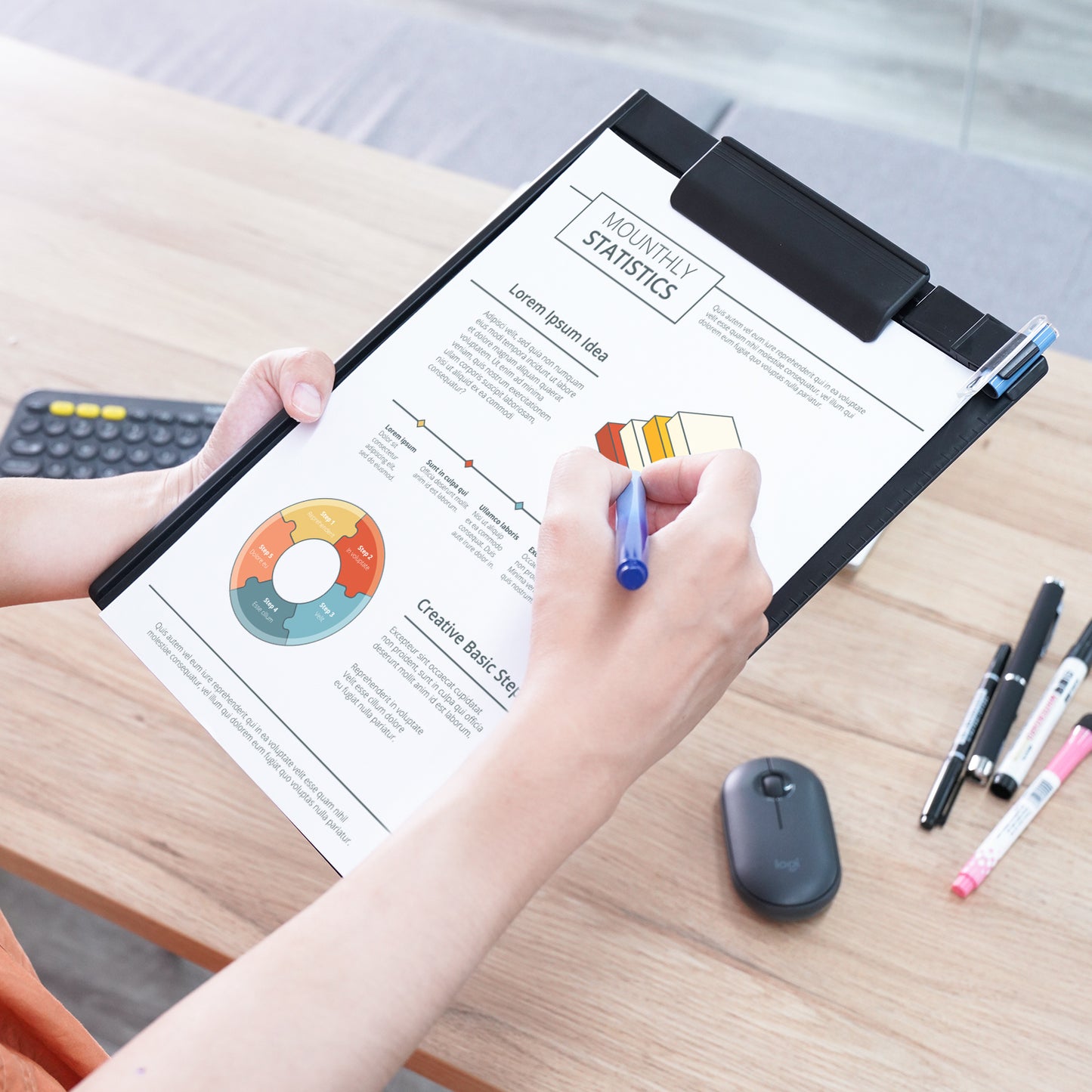 3-Pack Letter Size A4 Size Plastic Hardboard Clipboards, Stationery Document H