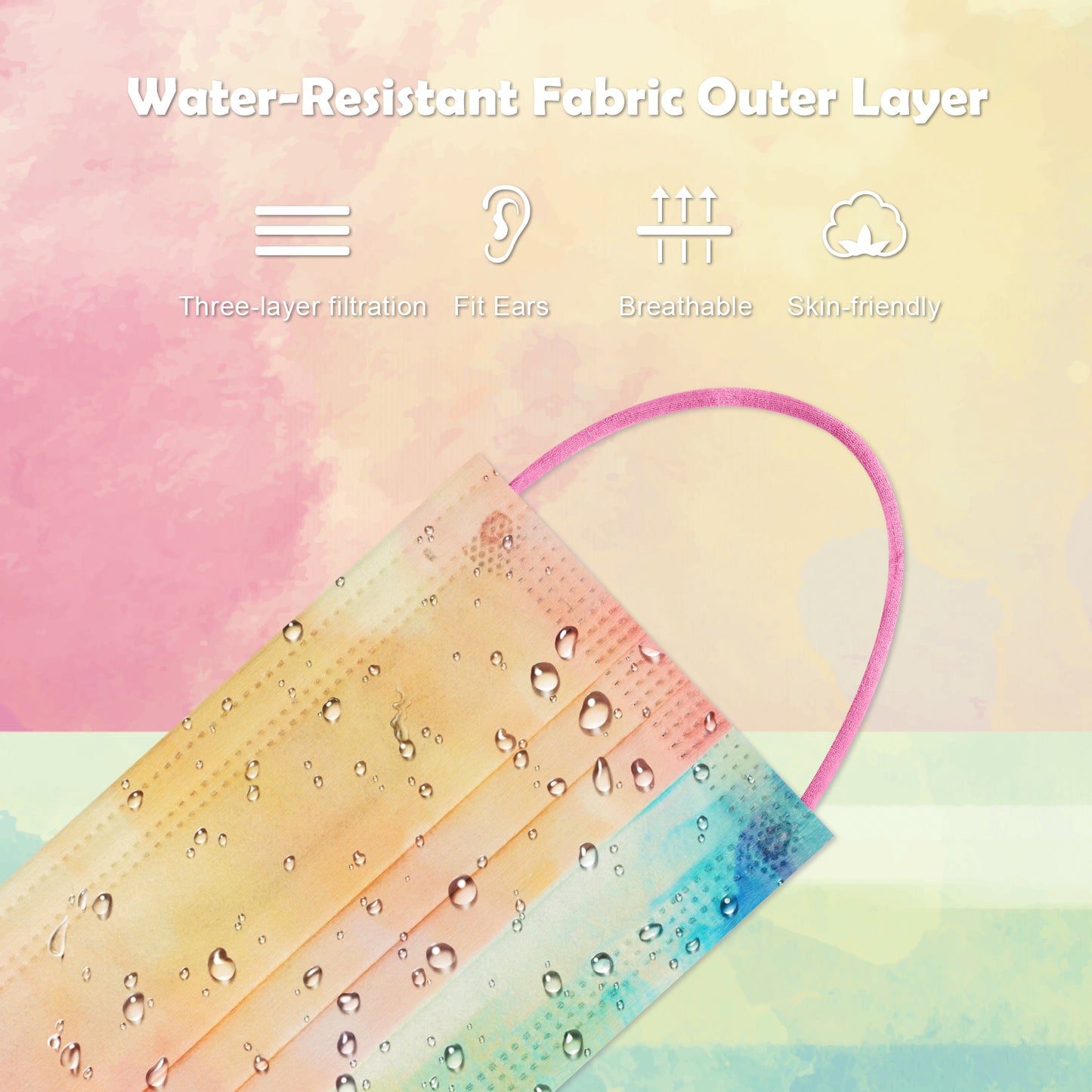 60PCS Disposable Fashion Watercolor Wash Art Painting Print 4 Themes Multi-Colo