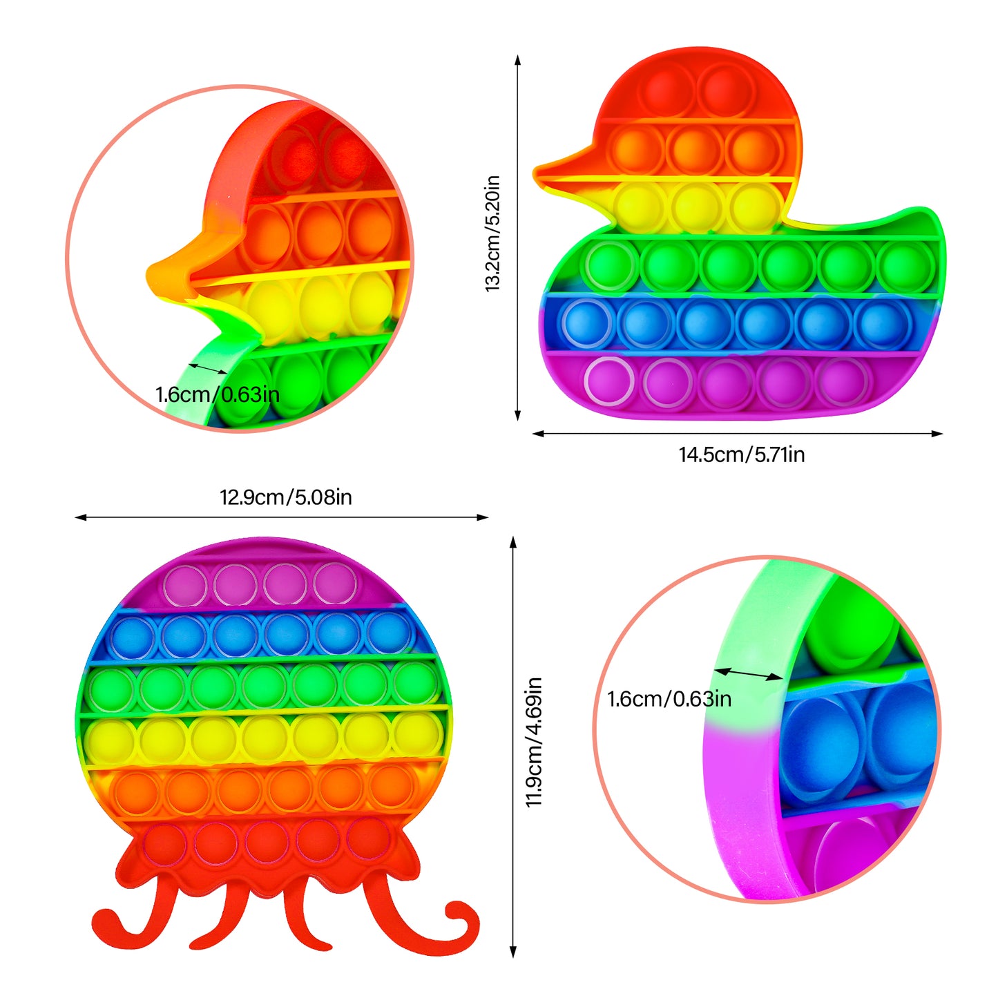 Fidget Pack 2PCS Push Pop Bubble Fidget Sensory Toy Set for Special Needs Stre