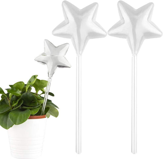 Self Watering Globes 2PCS Star-Shaped Clear Glass Plant Automatic Watering Stake
