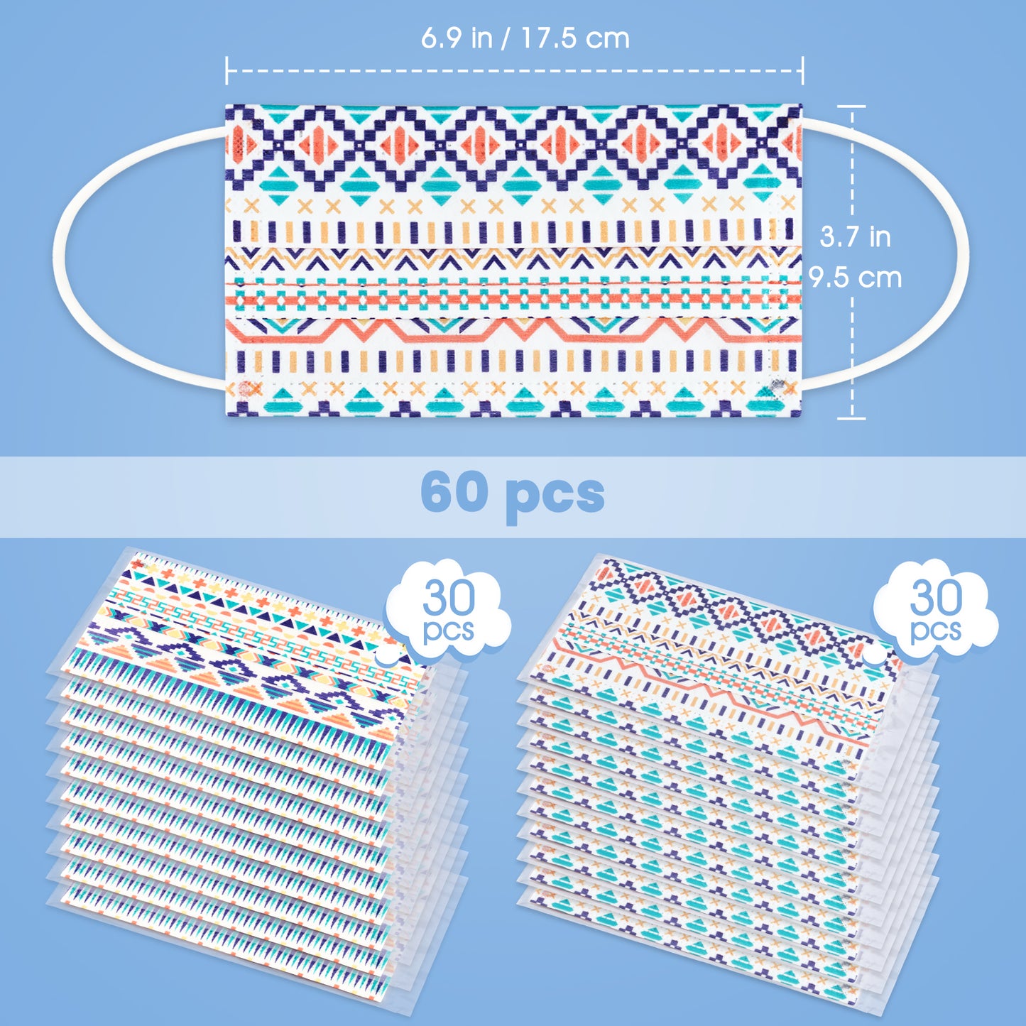 60PCS Disposable Fashion Protective Native American Indian Tribal Symbol Aztec
