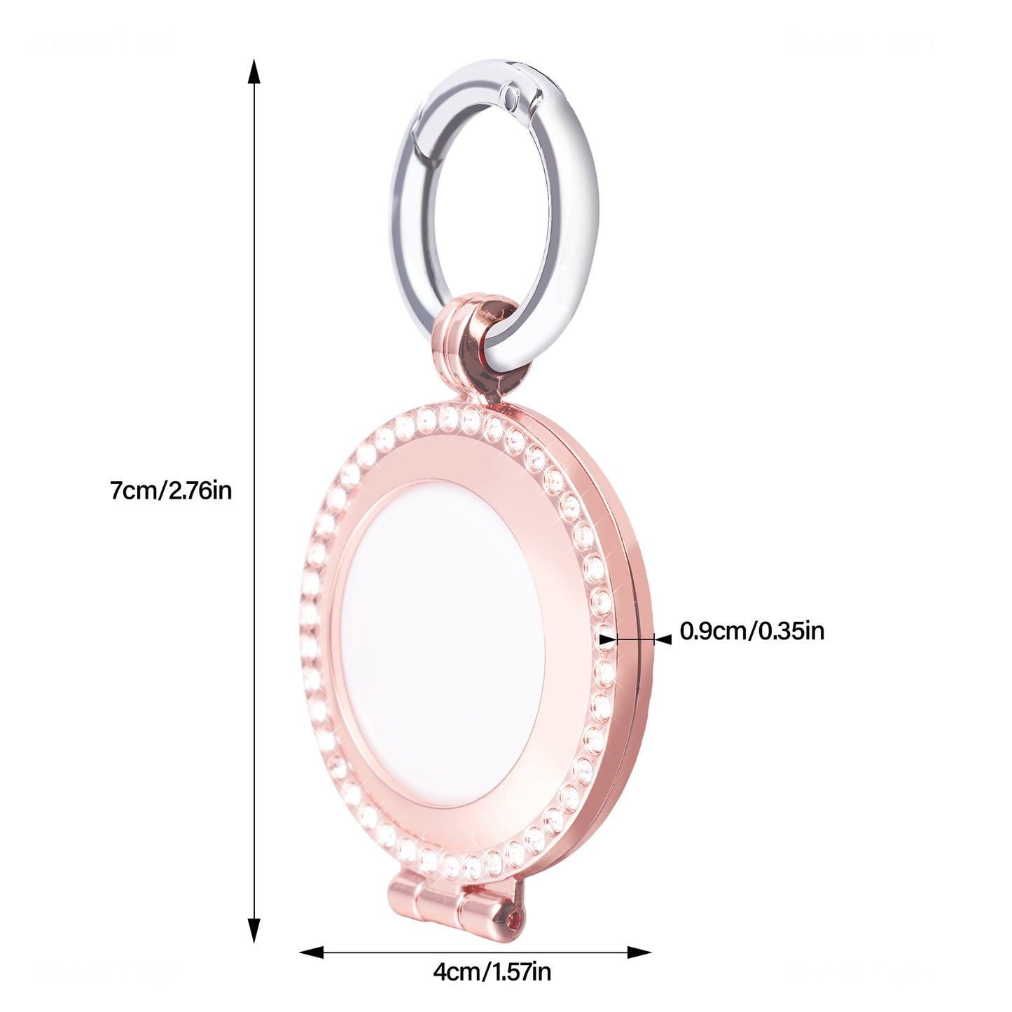 (Case Only) Alloy Metal Rhinestone Protective Case for Apple AirTag (Rose Gold)
