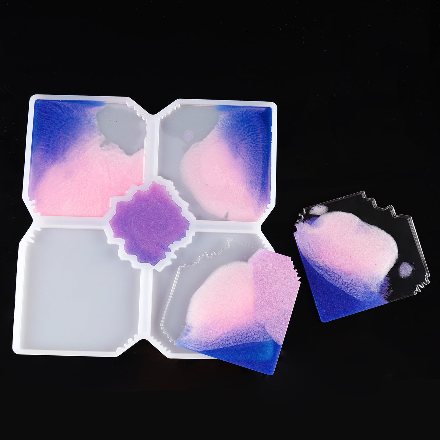 Coaster Resin Mold 5-Part Jigsaw Puzzle Design DIY Epoxy Resin Casting Soft Smoo