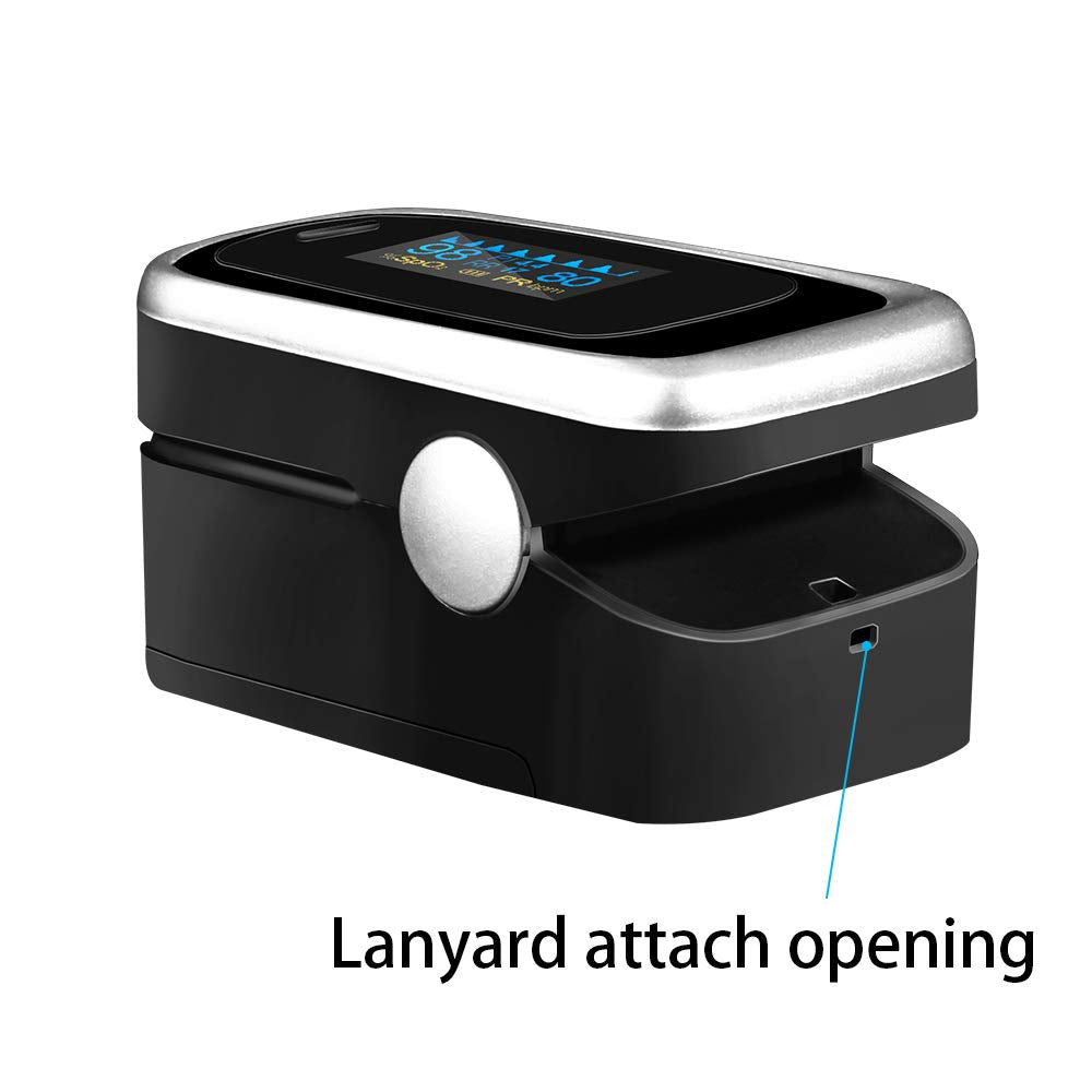 Fingertip Pulse Oximeter Blood Oxygen Saturation Monitor with Silicon Cover BLK