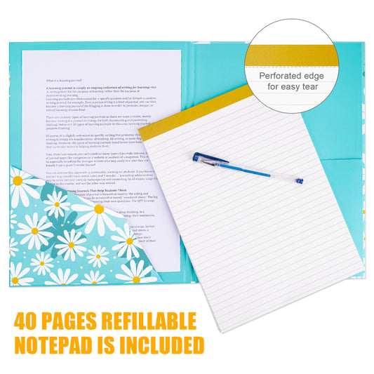 Clipboard Folio Clipboard Folder with Interior Storage Pocket Refillable Lined