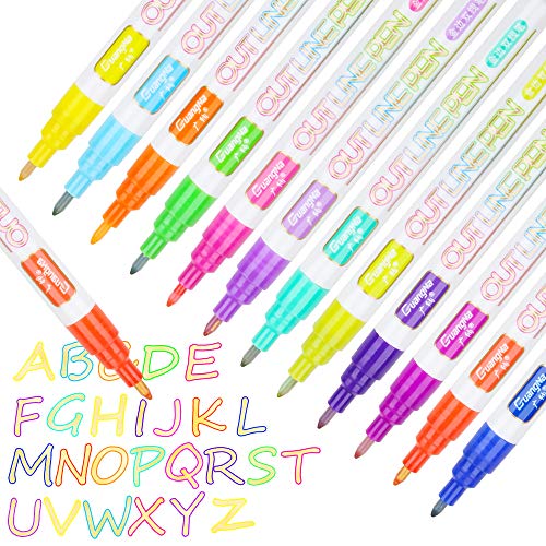 Golden Super Squiggles Self-outline Metallic Markers, 12 Color Outline Marker