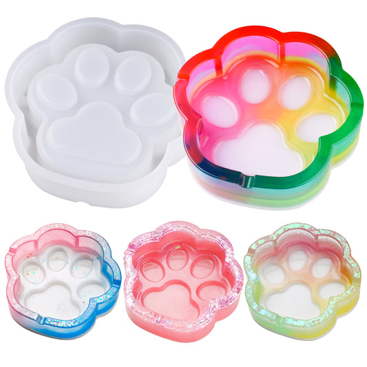 Cat Paw Ashtray/Coaster Epoxy Resin Casting Double-Side Silicone Mold DIY Kit