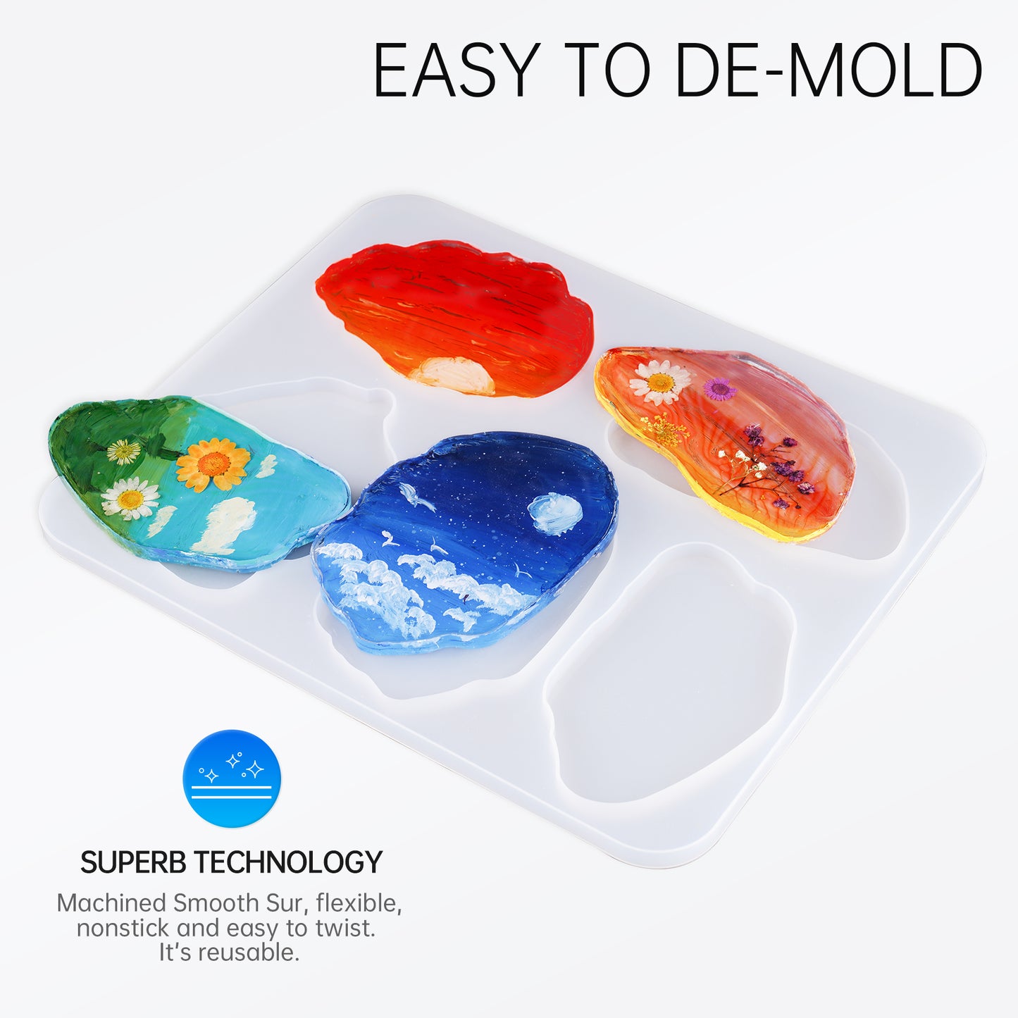 2-Pack Coaster Molds for Resin Silicone Casting Epoxy Molds DIY Irregular Shap