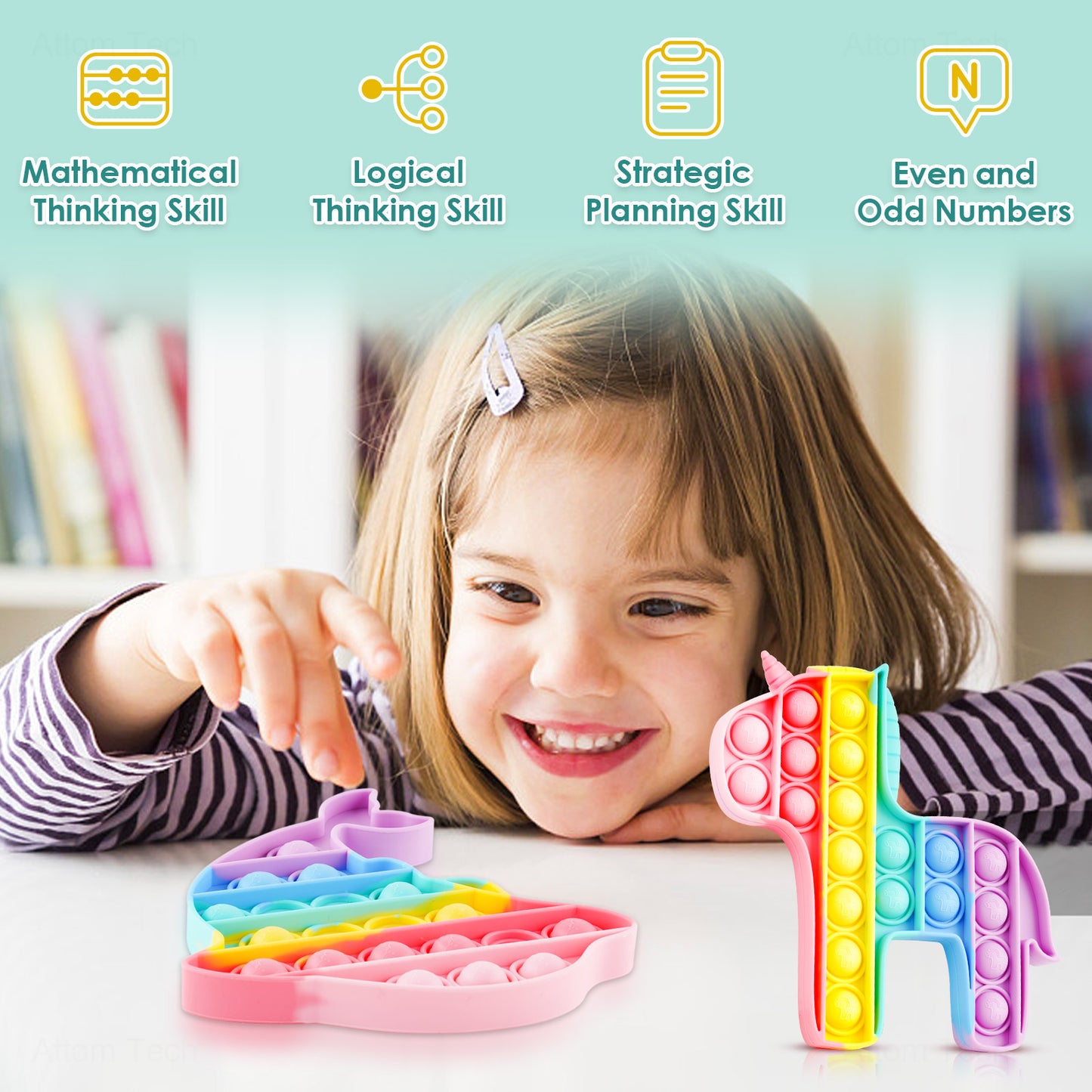 2-Pack Silicone Push Pop Bubble Fidget Sensory Toy Set, Stress Reducer Anxiety