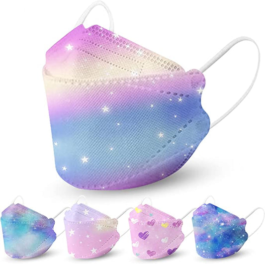 50PCS Disposable Kids Cute Heart Fish Shape Disposable Starry Sky Designs