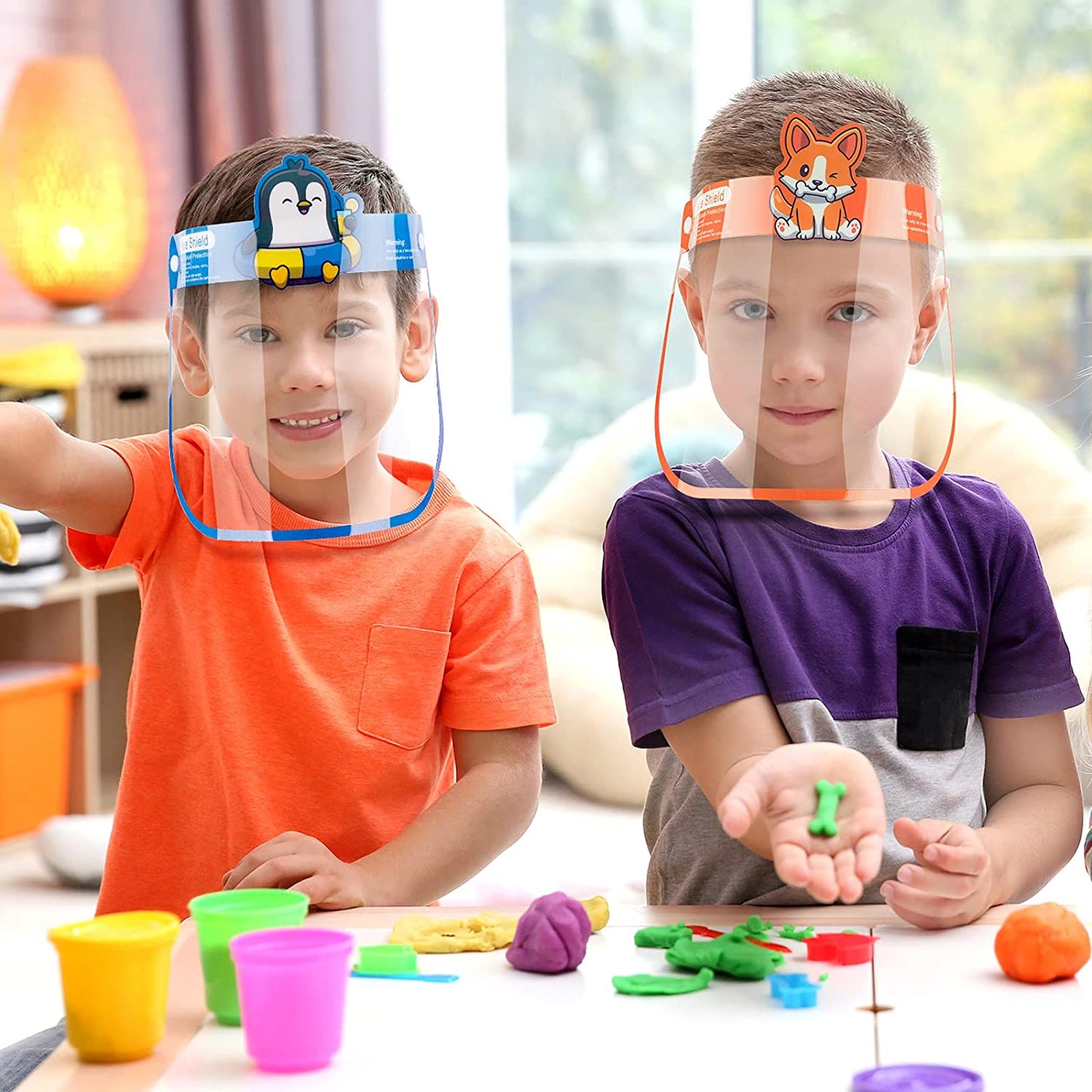 8-Pack Kids' Safety Face Shields Unisex Cute Reusable Coverings Wrap-Around (8