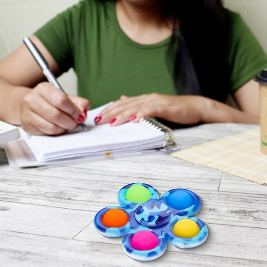 2PCS Camouflage Bubble Fidget Spinners, Fidget Pack 2-IN-1 Push Pop Sensory Ha