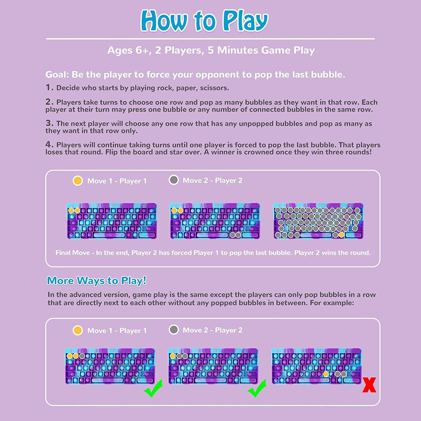 Silicone Keyboard Letter Bubble Popper Fidget Sensory Toy Big Size 10.6x4.3 Soft