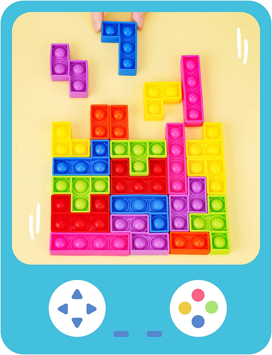 3D Silicone Jigsaw Puzzle Push Pop Bubble Fidget Sensory Toy Building Blocks