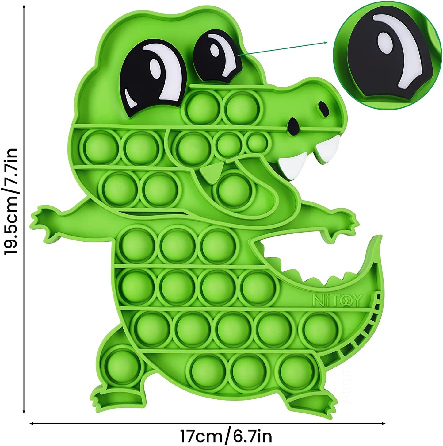 Large Silicone Push Pop Bubble Fidget Sensory Toy Crocodile Print Eyes Teeth Paw