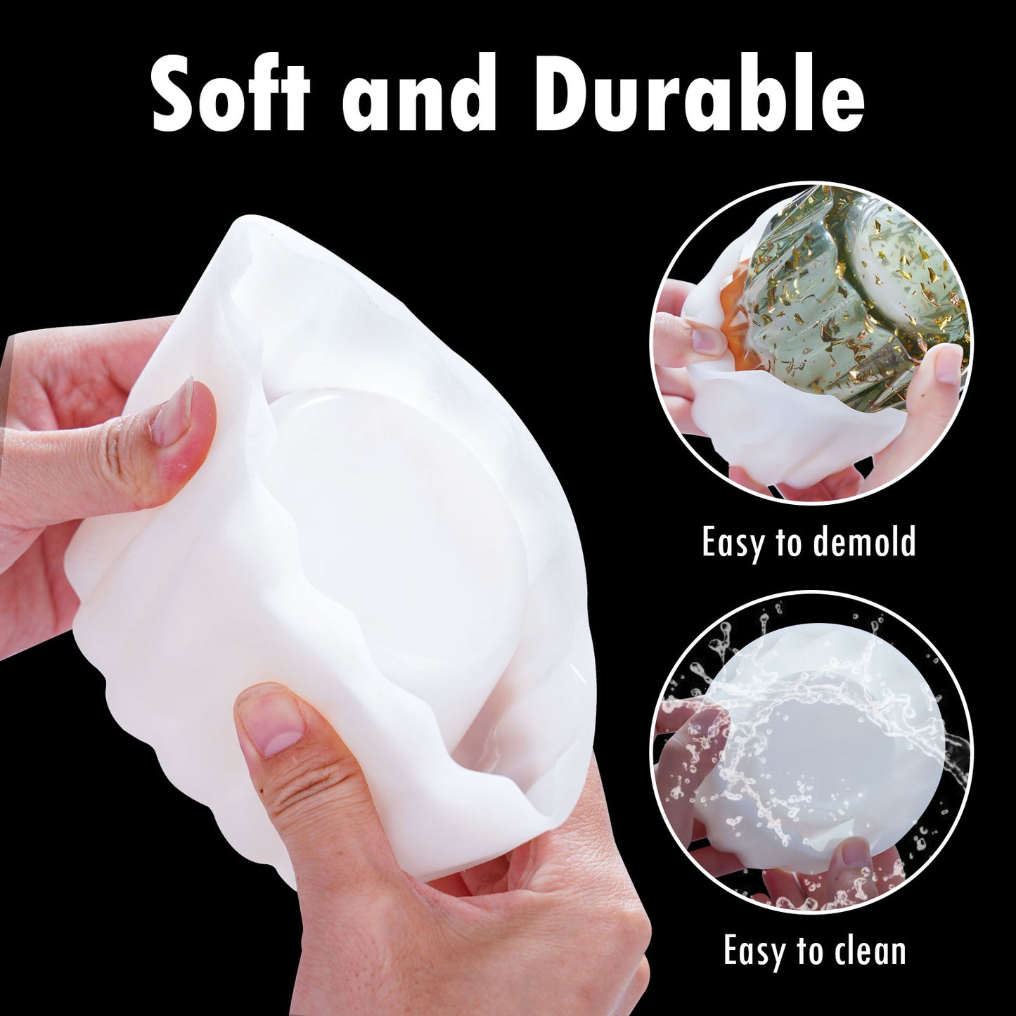 Epoxy Resin Diamond Faceted Vase DIY Casting Silicone Mold Kit+Glitters, Flowe
