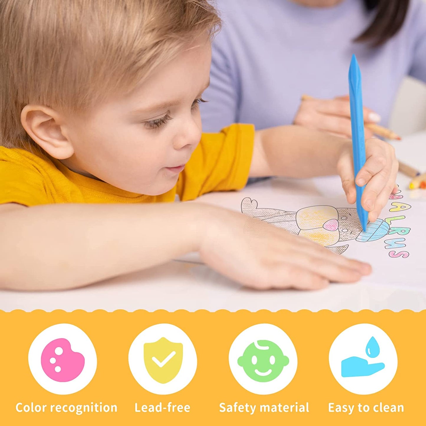 Erasable Crayon Set 12 Colors Triangle Crayons Non-Toxic Erasable Crayons Eraser