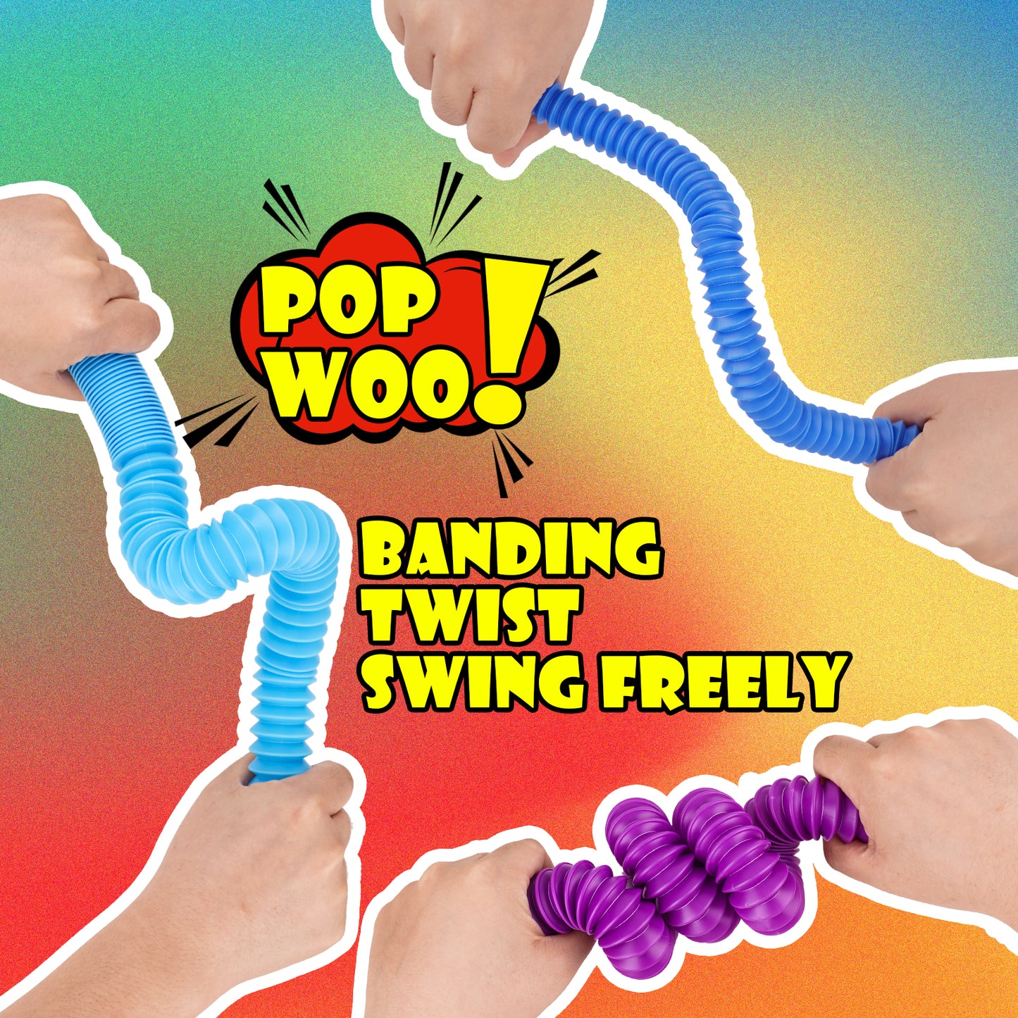 24PCS Pop Tube Sensory Fidget Toy Combo Set (8 Big+16 Mini), Stretchable Pipes