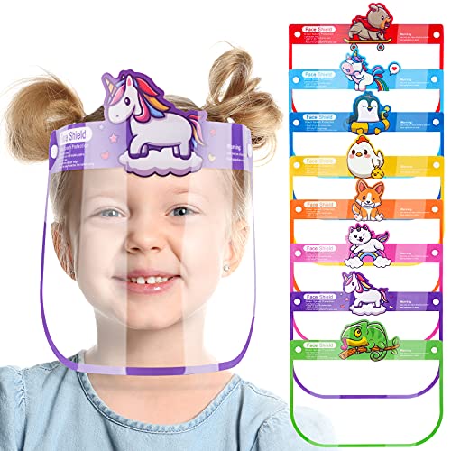 8-Pack Kids' Safety Face Shields Unisex Cute Reusable Coverings Wrap-Around (8