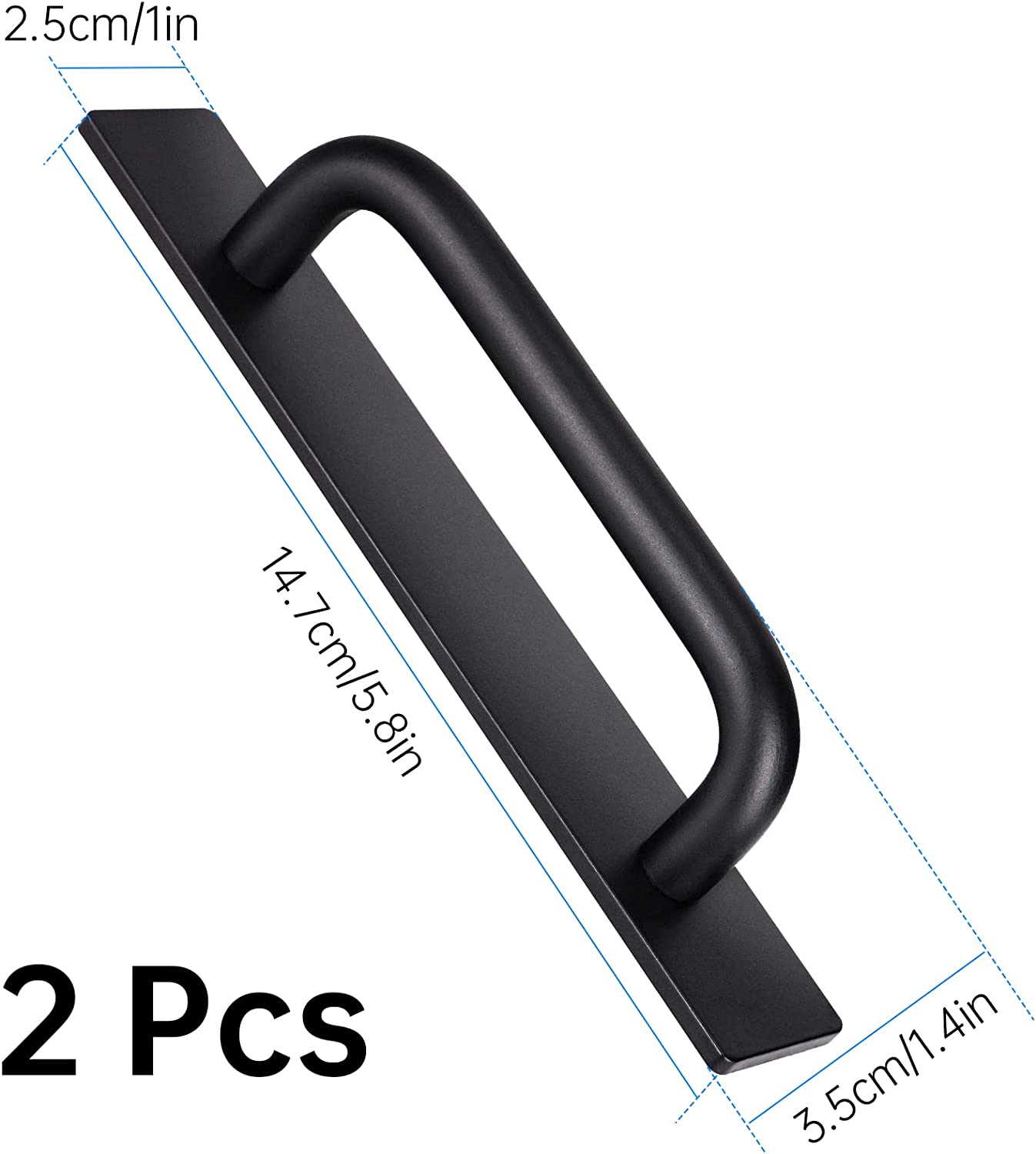 Adhesive Cabinet Door Handles 6 Inch 2PCS Handle Pulls Cabinet Kitchen Pulls BLK
