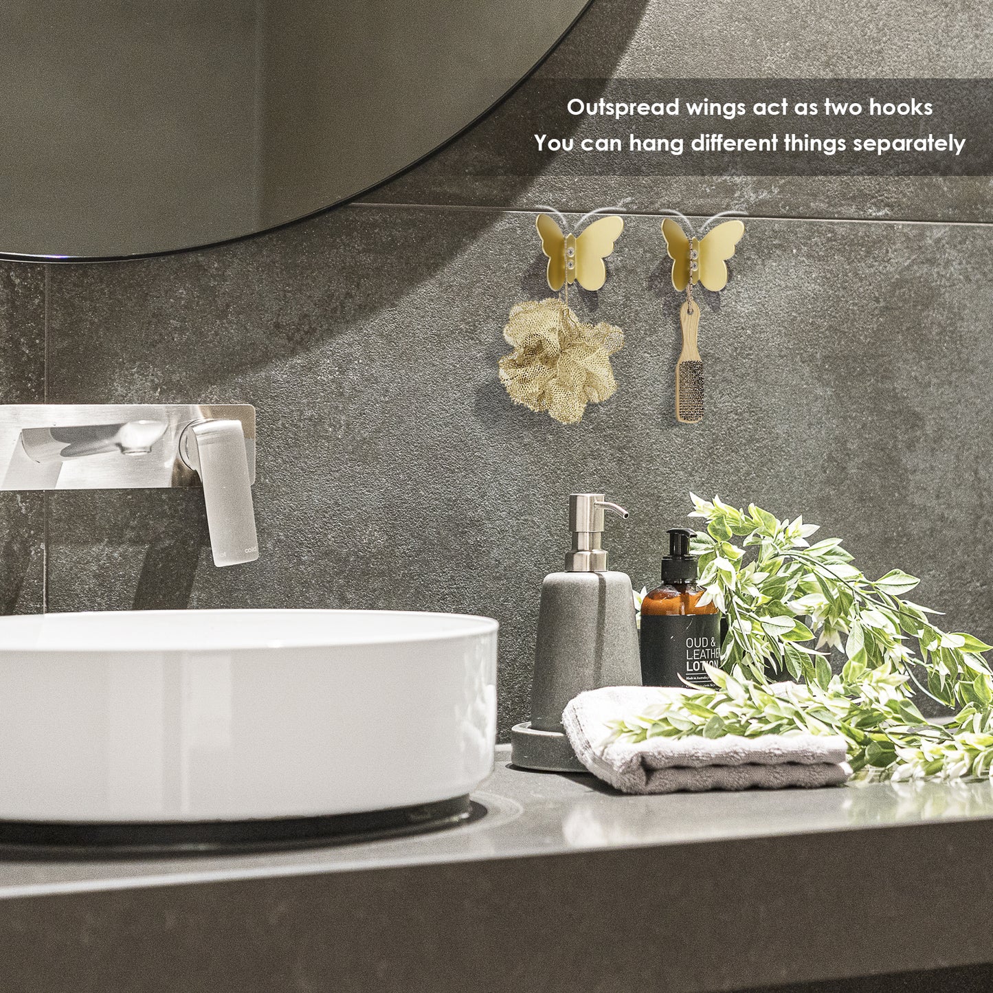 2PCS Butterfly Coat Hooks Matte Brass Decorative Wall Mounted Multifunctional