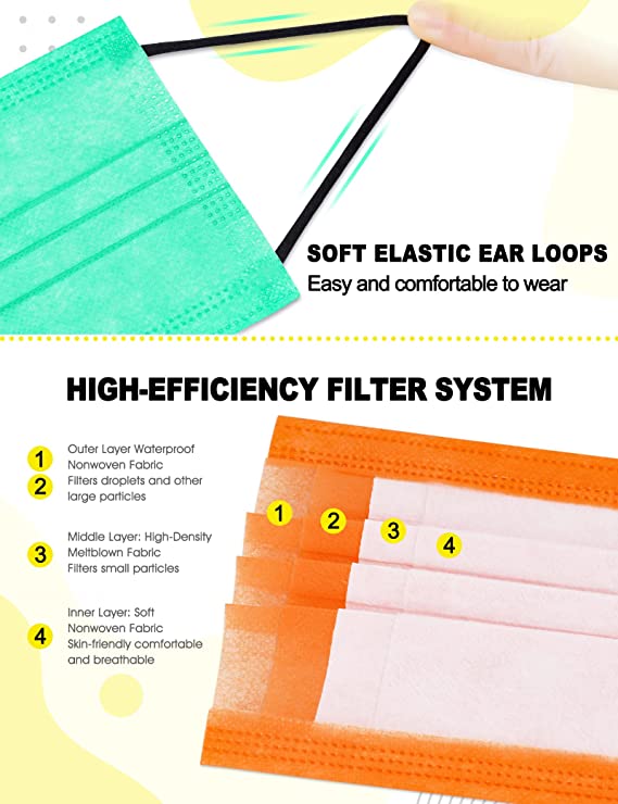 50PCS Adult Disposable Individually Wrapped Breathable Non-Woven 10 Solid Colors
