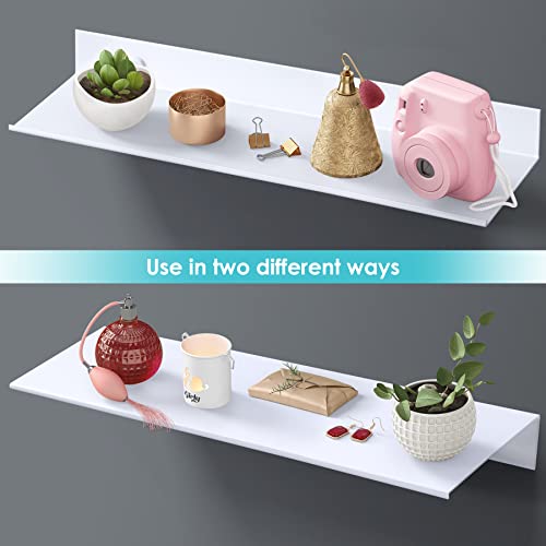 Aluminum Wall Mounted Floating Shelf with Picture Ledge 15.7"x4.6" (White)