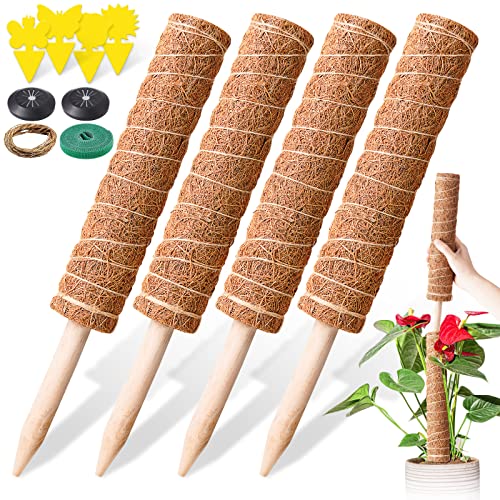 4PCS 15.7" Climbing Plant Moss Pole Totem Coir Support Kit, Stackable Coco Coi
