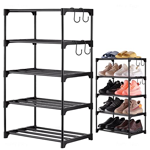 Shoe Rack 5-Tier Stackable Lightweight Space Saving Metal Organizer 10 Pairs