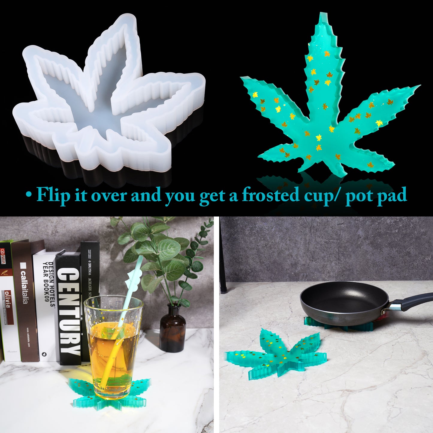 Epoxy Resin Silicone Mold Maple Leaf Ashtray/Coaster Dual-Purpose 10 Color Gli
