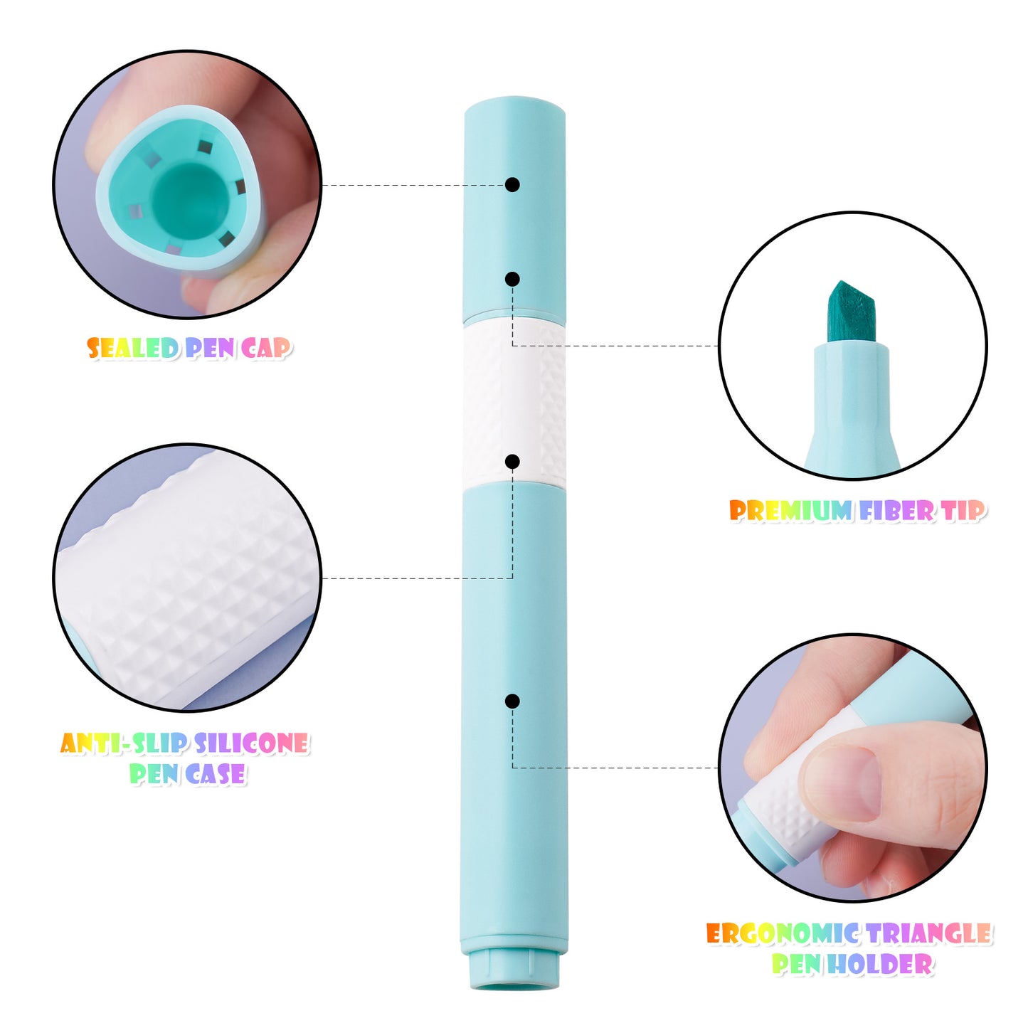 8-Pack Chisel Tip Macaron Color Pastel Highlighters, Quick Dry Water-Based Ink