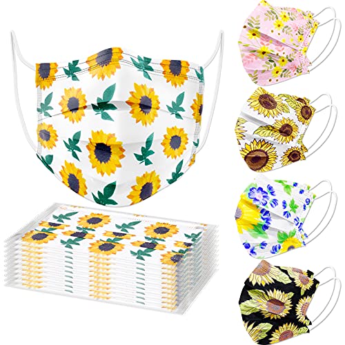 50-Pack Individually Wrapped Disposable Colorful Flower Patterns