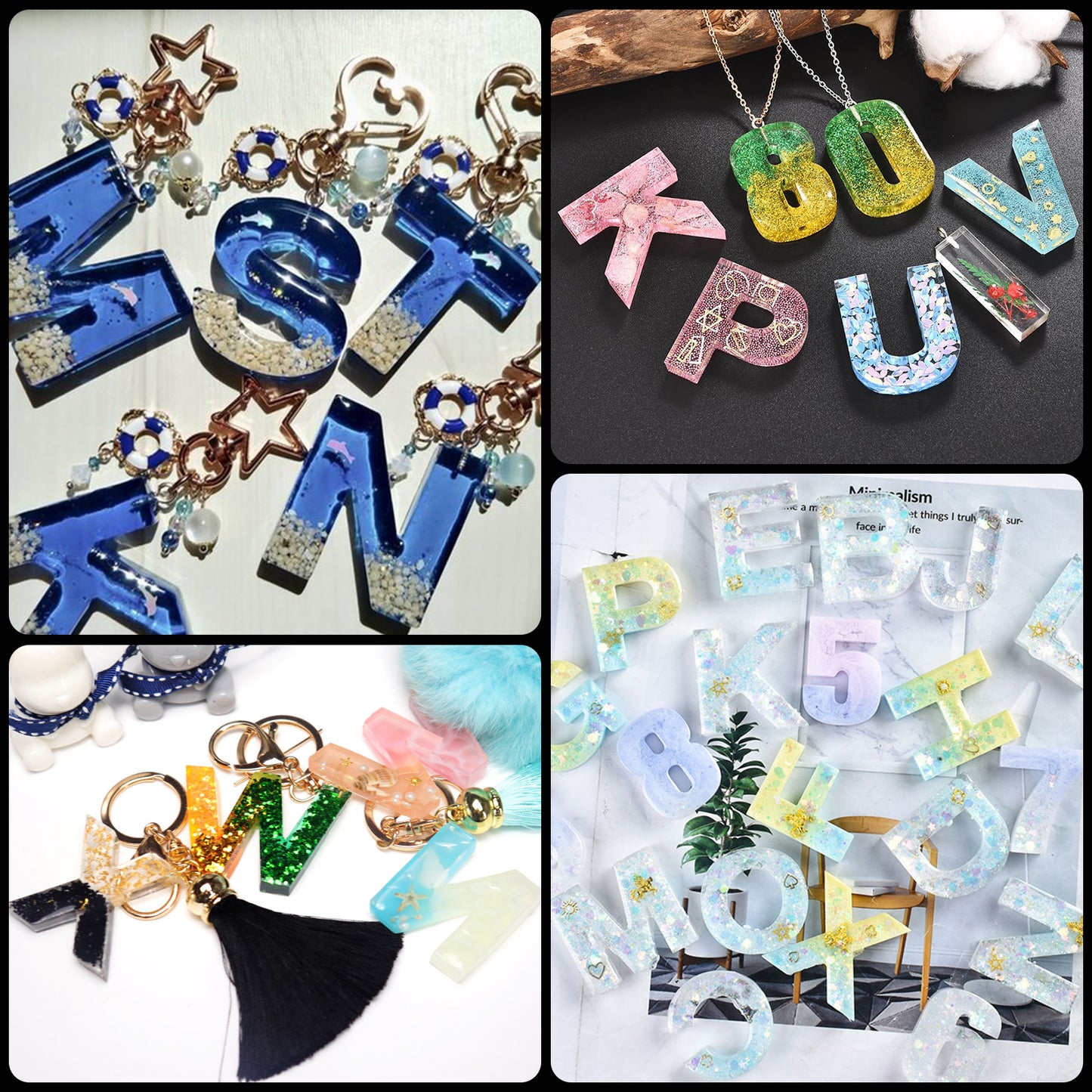 Epoxy Resin Silicone Molds DIY Casting 3D Backward Number Alphabet Reversed Le