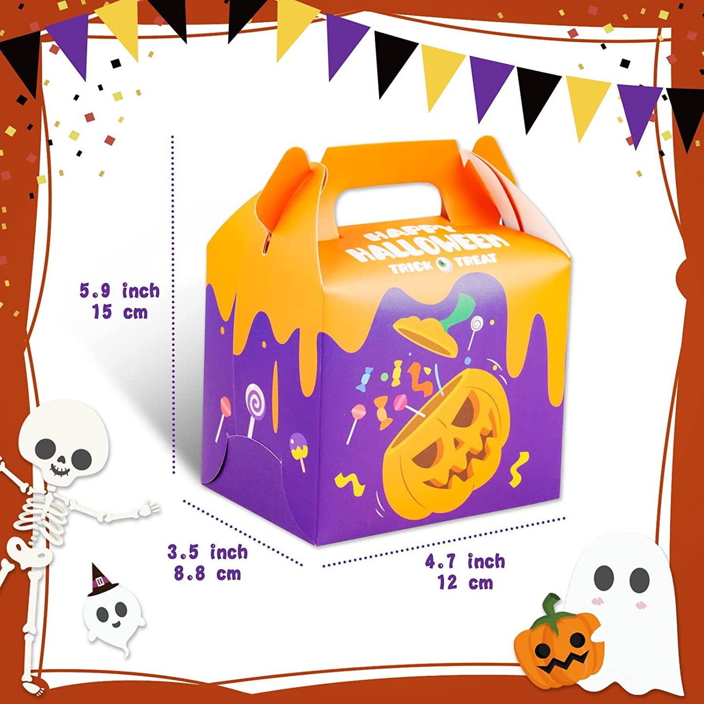 36PCS Halloween Favor Candy Boxes Cute Paper Pumpkin Skeleton Ghost Zombie Party