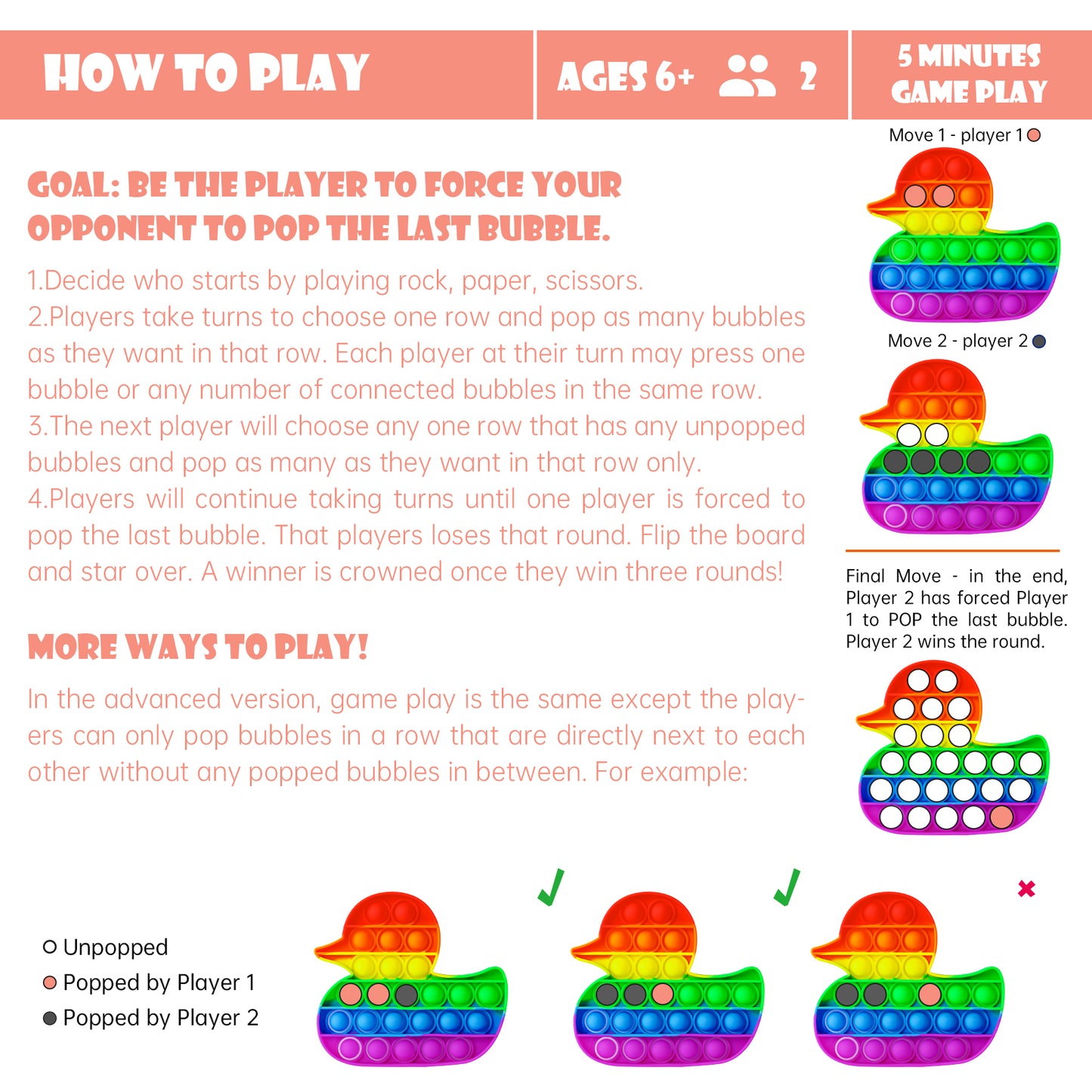 Fidget Pack 2PCS Push Pop Bubble Fidget Sensory Toy Set for Special Needs Stre