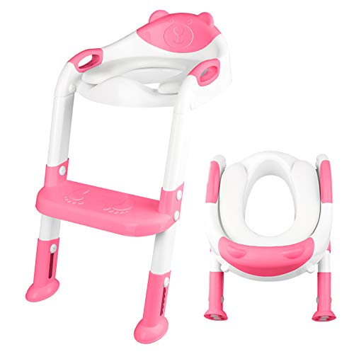 Soft Cushion Toilet Seat Cover with Ladder for Boys Girls Toddlers, Kids and You