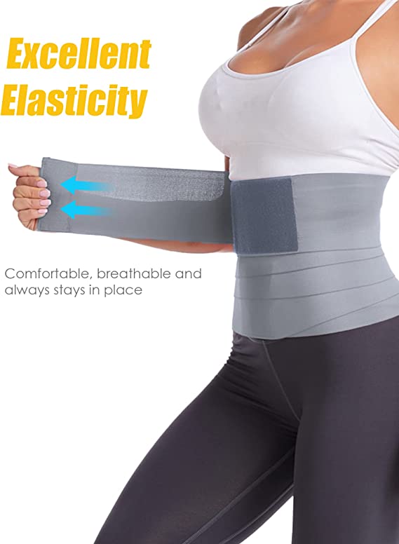 Quick Snatch Bandage Wrap 10CM Waist Trimmer Lumbar Support Trainer 13ft/4m Grey