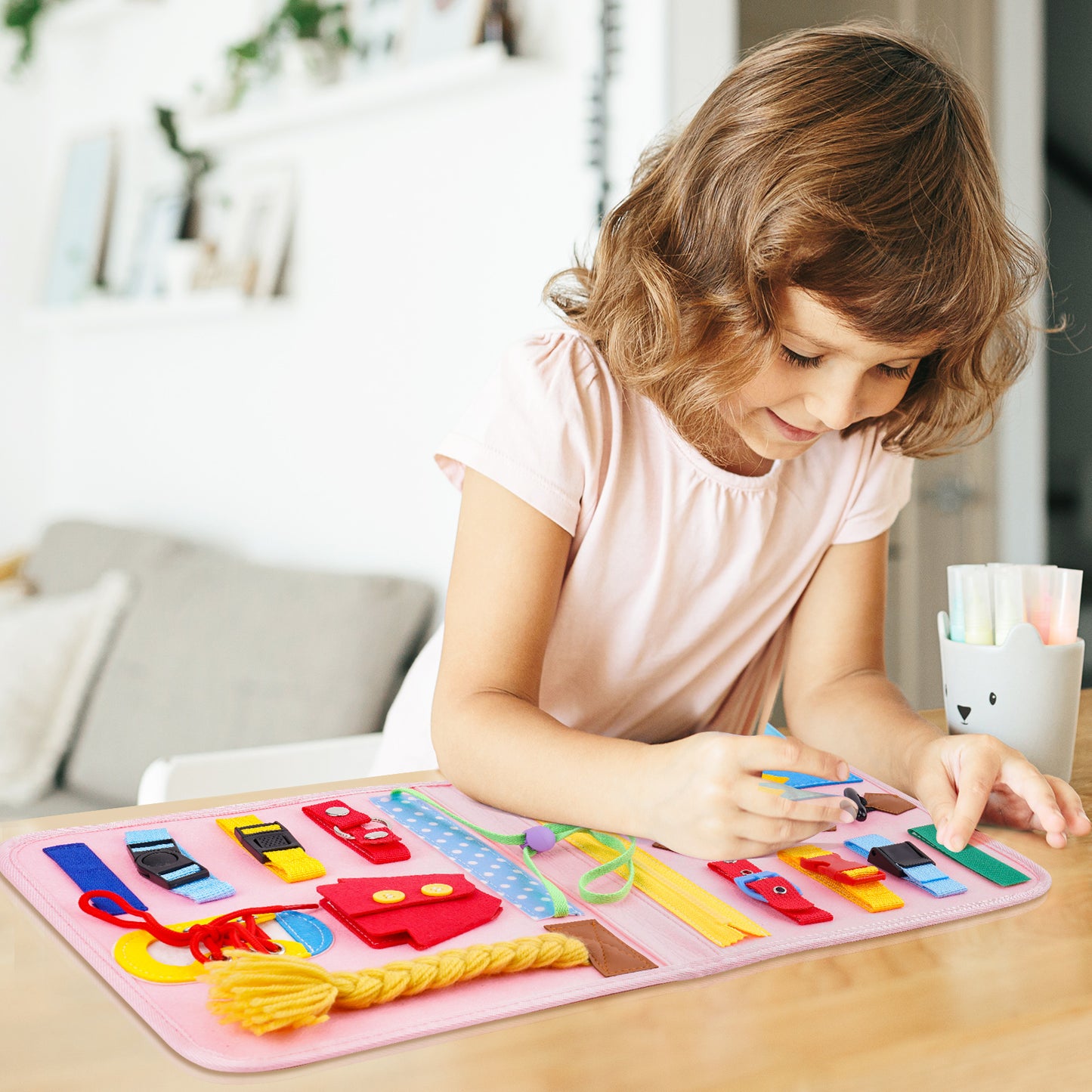 Busy Board, 19-in-1 Toddler Montessori Toy Ages 3-5 Fine Motor Skills Toys