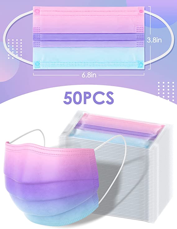 50PCS Fashion Disposable Adult Single Wrap Blue/Purple/Pink Multicolor Gradient
