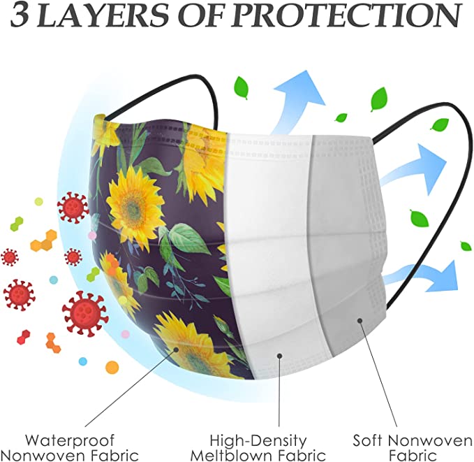 50PCS Adult Disposable s, Single Wrapped 2 Feminine Hand Drawn Flor