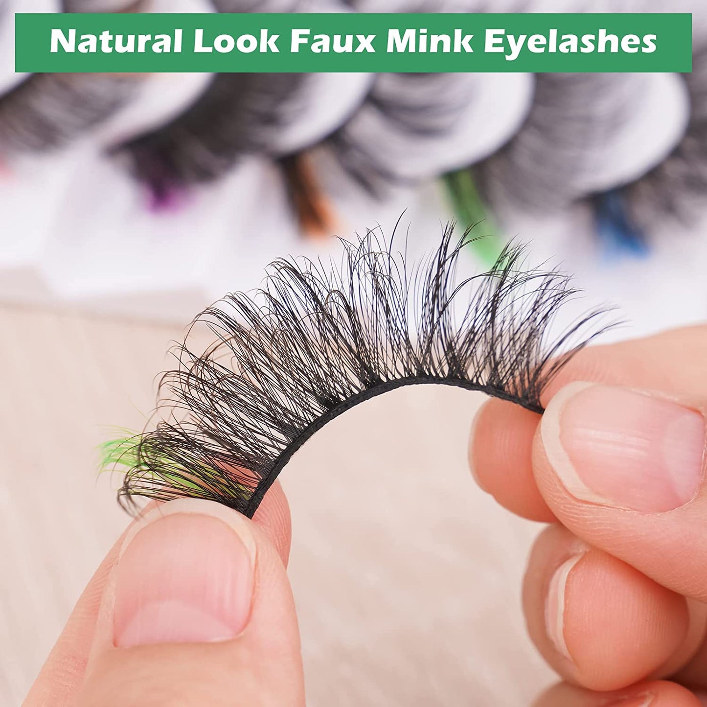 NiArt Faux Mink Eyelashes 7 Pairs Natural Look Fluffy Colored Lashes Eyelashes